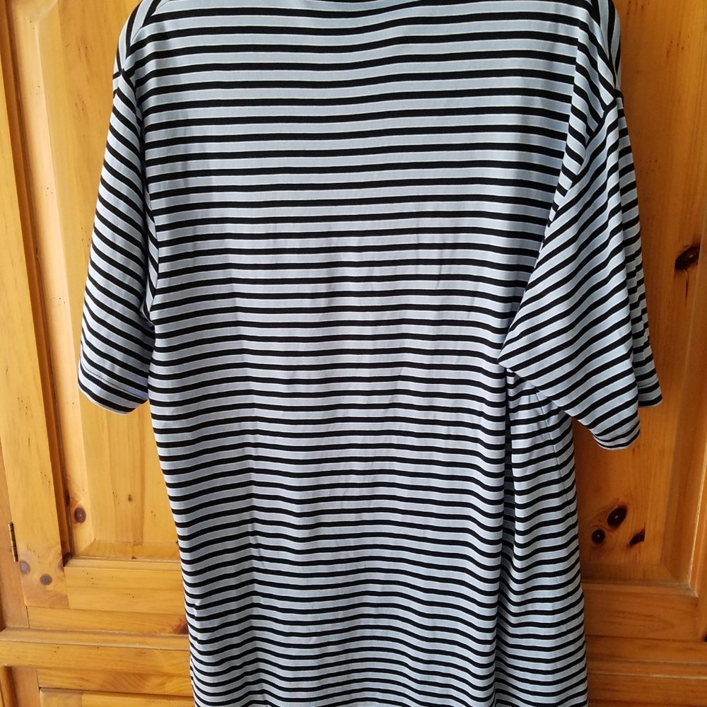 Peter Millar Shirt Mens Golf Polo Large Crown Black/Blue Stripe Pocket EUC - Picture 5 of 8